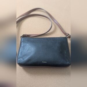 Fossil Black Leather Crossbody Bag